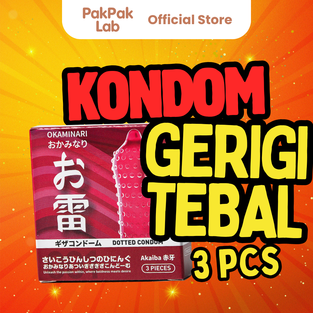Okaminari Gerigi Tebal Kondom Tahan Lama Kondom Aman Pria 3 Pcs - Condom with Lubricant