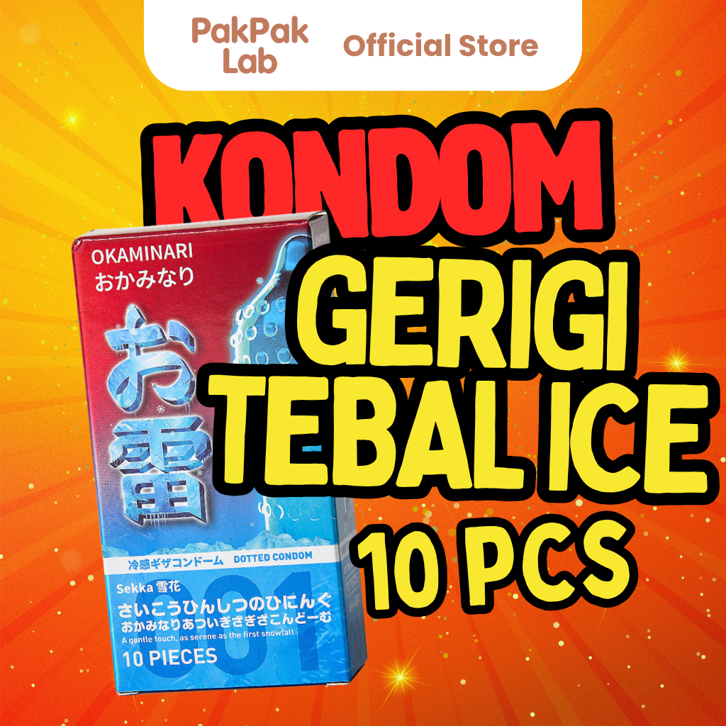 Okaminari Gerigi Tebal Ice Kondom Tahan Lama Kondom Aman Pria 10 Pcs - Condom with Lubricant