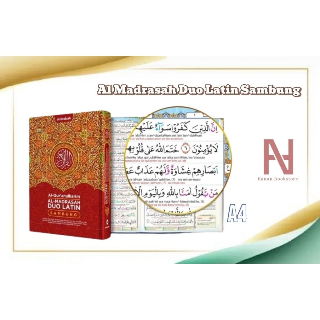 AL QURAN TRANLITERASI LATIN - AL MADRASAH DUO LATIN SAMBUNG UKURAN BESAR A4 - AL QURAN TERJEMAH TRAN