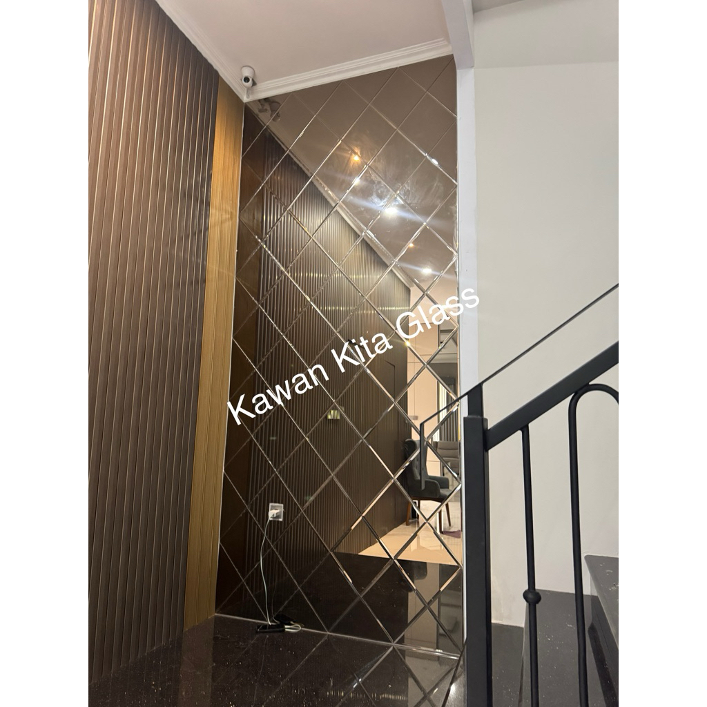 kaca cermin bevel motif wajik/ kaca cermin brown bevel wajik / kaca cermin bronze bevel wajik/ kaca 