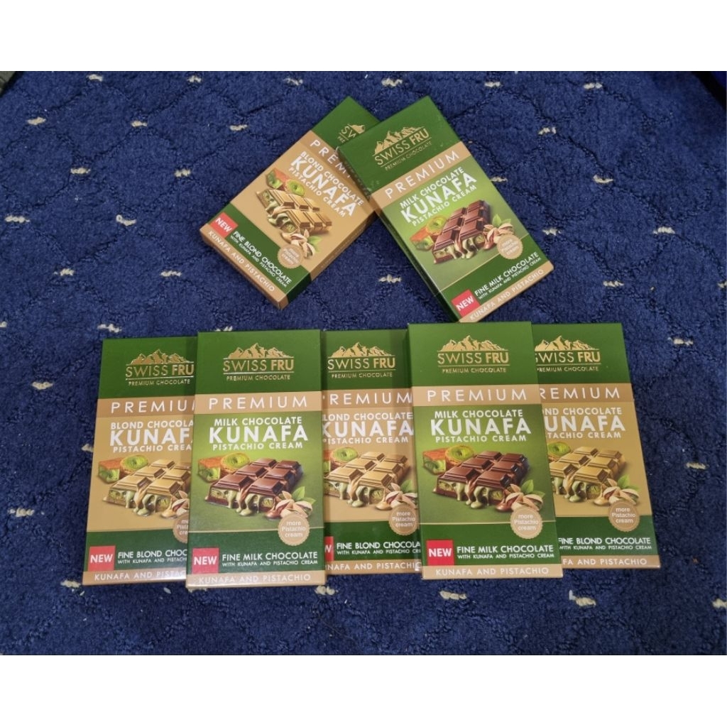 

Coklat Dubai Premium Swissfru kunafa pistachio