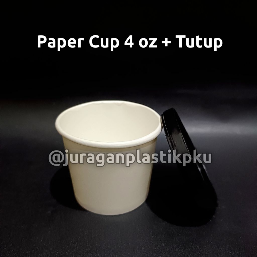 Paper Cup Ice Cream 4 Oz Isi 50set/pack | Gelas Kertas Es Krim dengan Tutup 4oz 120 ml