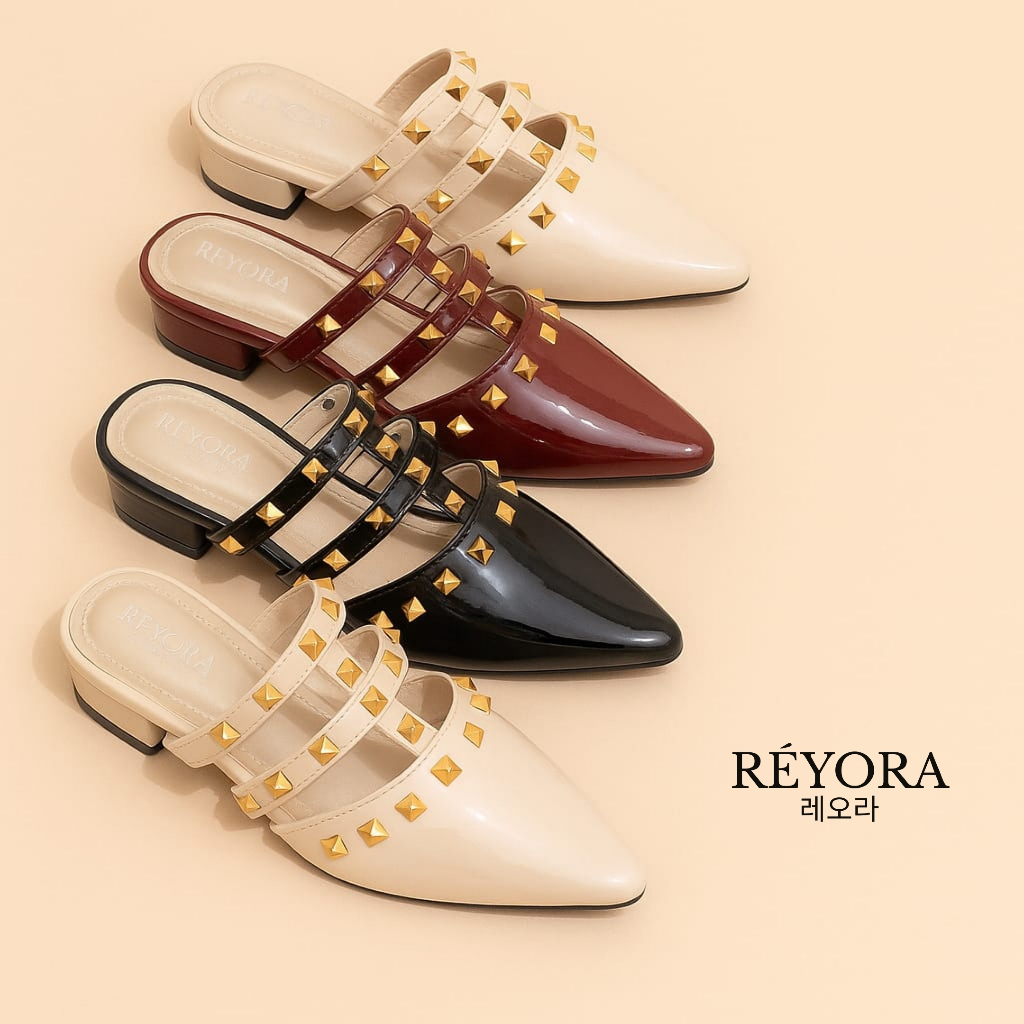 Reyora Sepatu Sandal Mules Wanita Kekinian Mewah Korea Joline