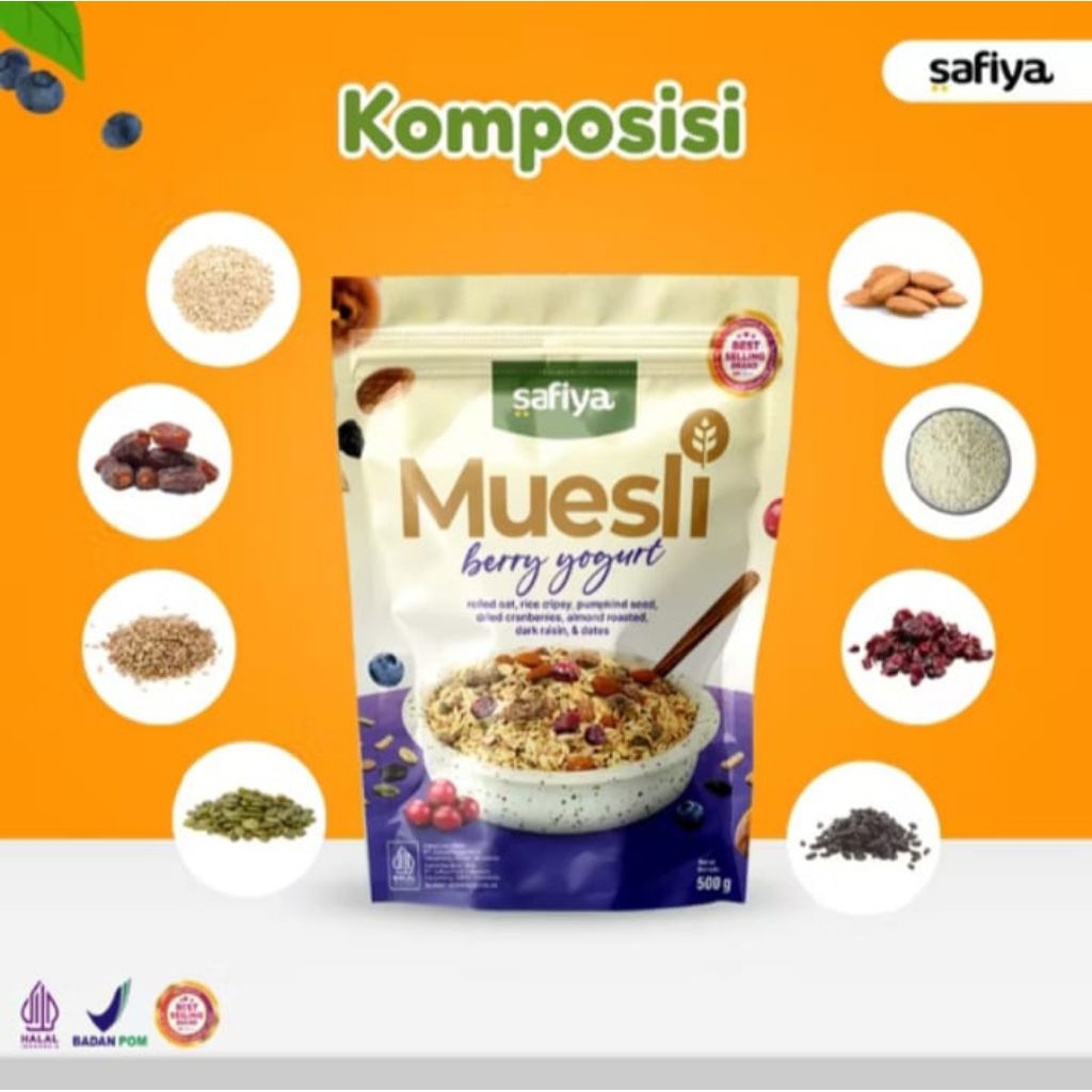 

Muesli Safiya Berry Yogurt isi 500gram ready stok siap kirim