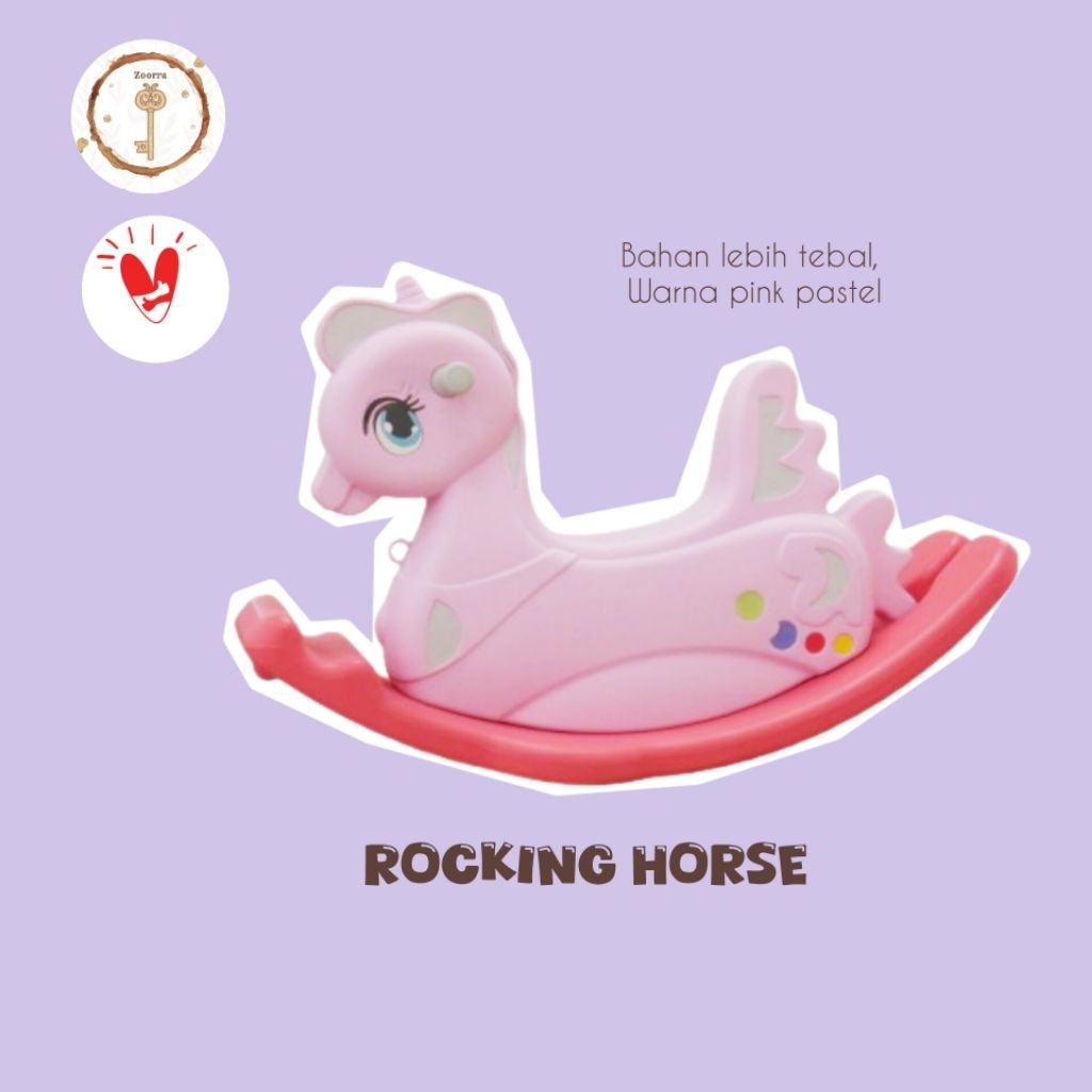 Rocking Horse Anak mainan kuda kudaan anak pink pastel lucu murah