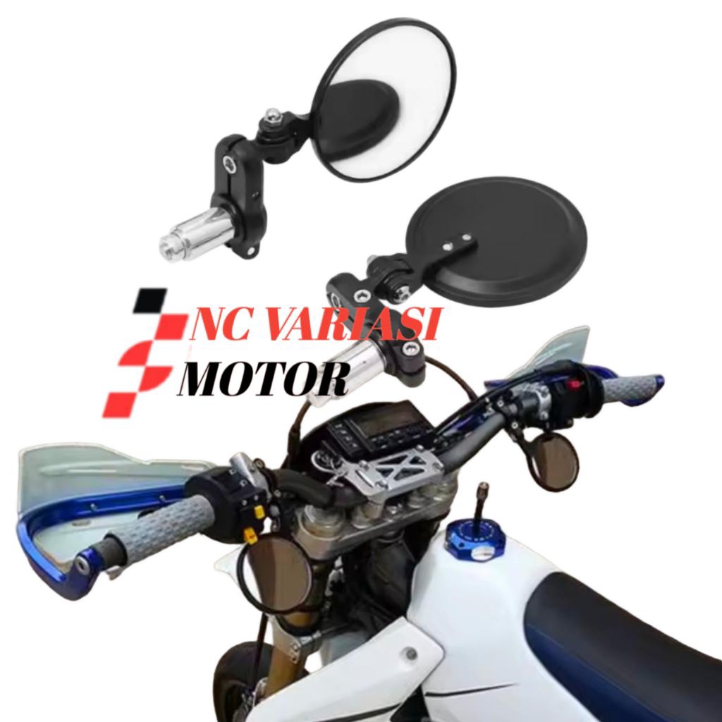 Sepasang Spion jepit stang bulat KLX-CRF 150-WR 155 supermoto/Kaca bening/Spion New Bulat