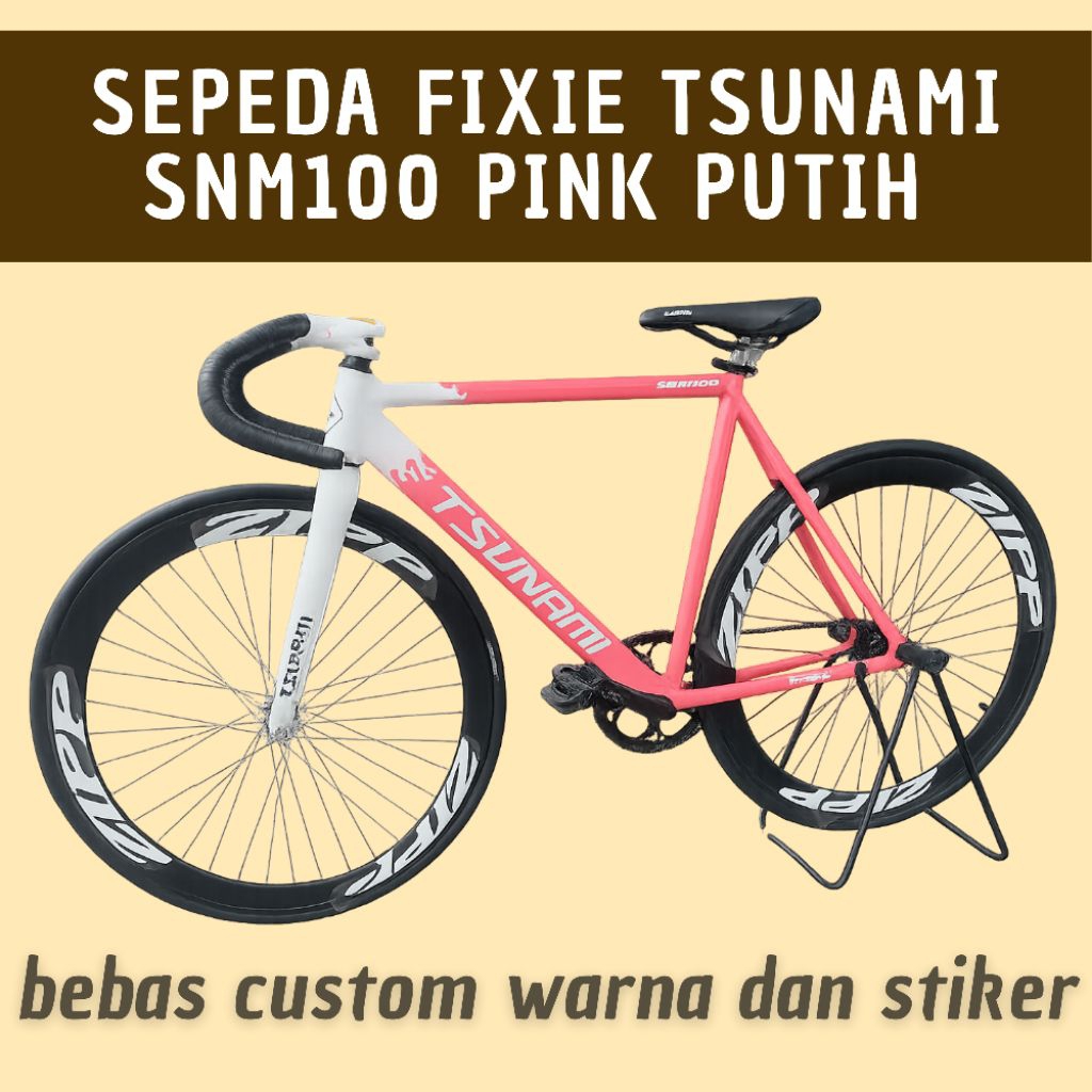 Sepeda Fixie Tsunami SNM100 Pink Putih
