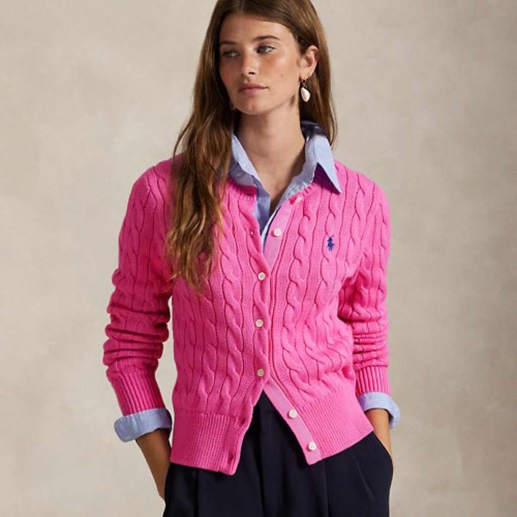 Polo Ralph Lauren Women Cable Knit Cardigan in Pink