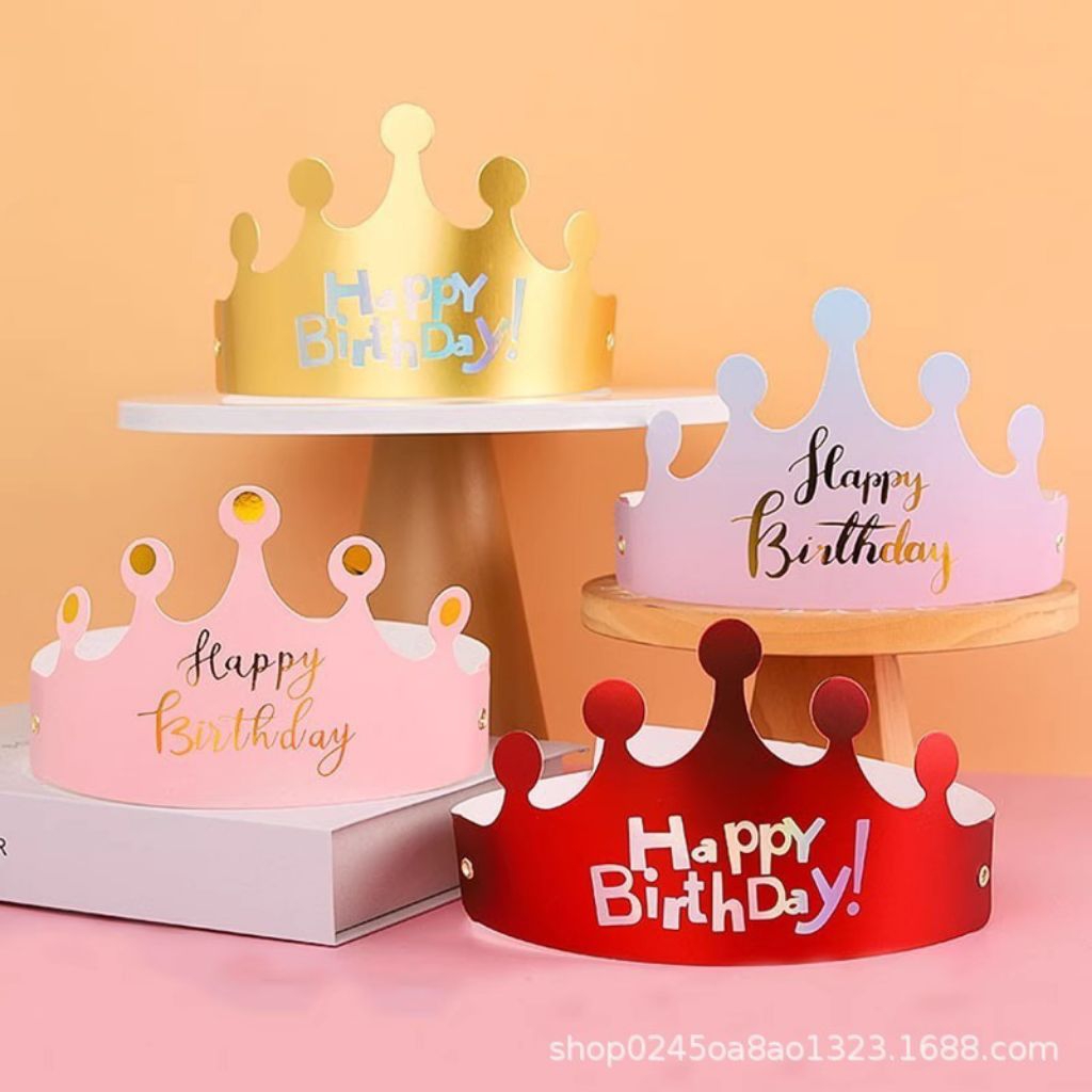 Topi Ulang Tahun Mahkota / Topi Ultah Mahkota / Topi Mahkota Ulang Tahun / Topi Mahkota Kertas