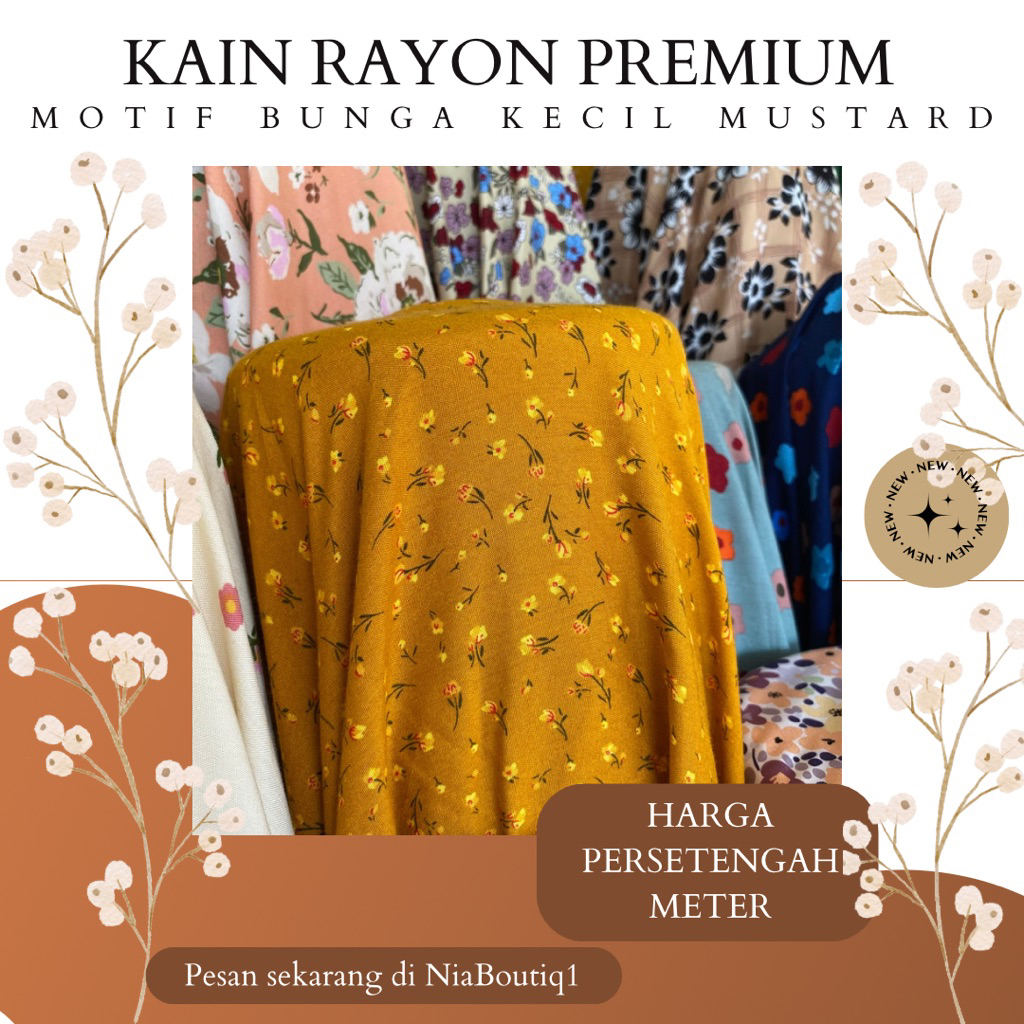 Nia boutiq Kain Katun Rayon Premium bahan daster adem motif bunga