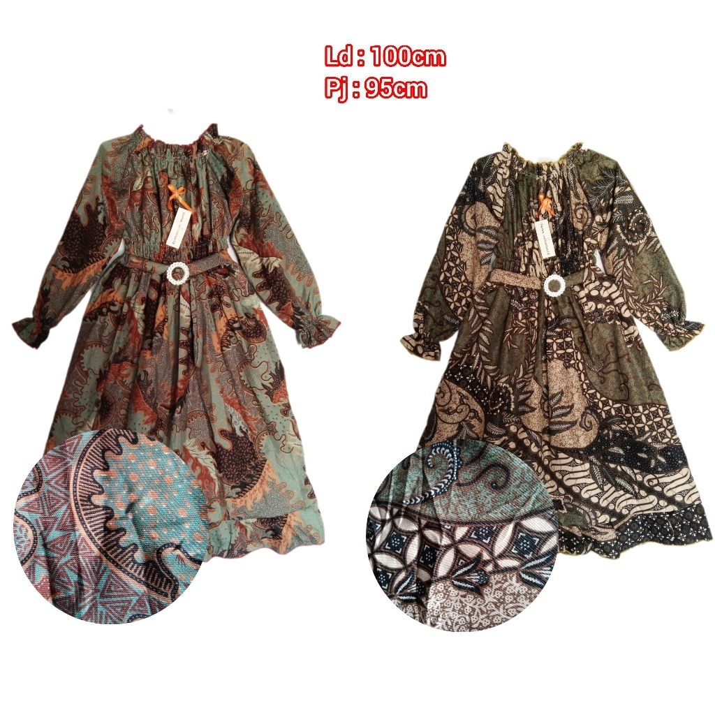 gamis batik anak perempuan baju batik anak perempuan batik full usia 5-7 tahun