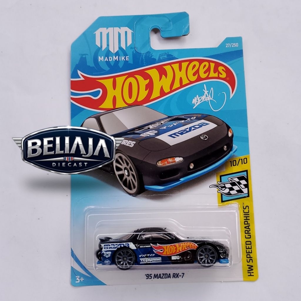 HOT WHEELS 95 MAZDA RX-7 BLACK HW SPEED GRAPHICS
