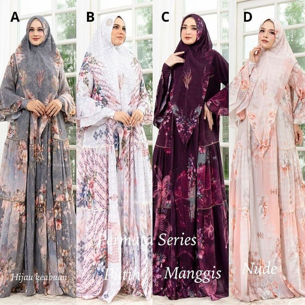 Permata Syawal Series by Eldeena || Gamis Set Hijab Scraft & Khimar