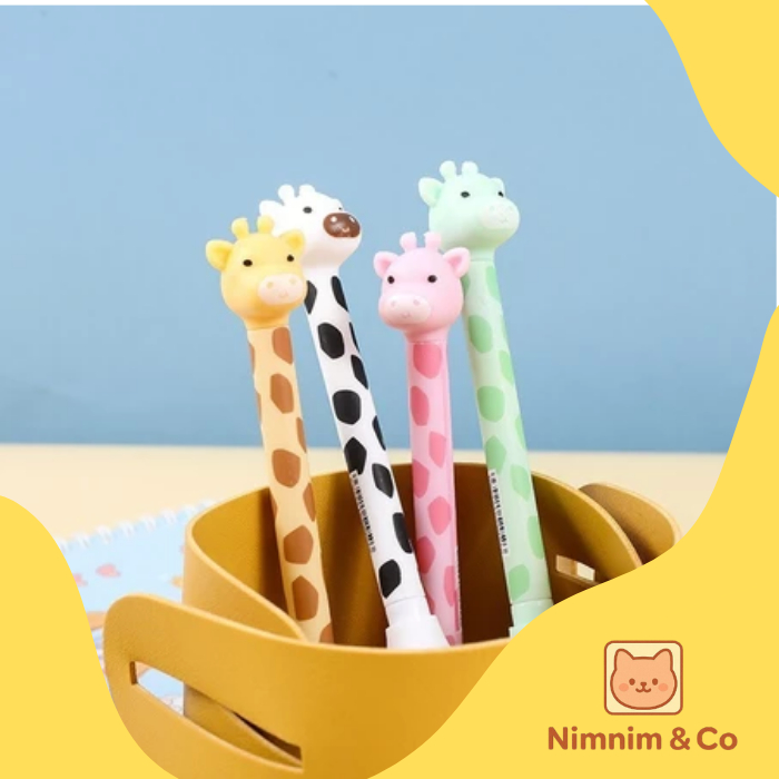 

Pena Tinta Hitam Karakter Hewan Lucu Model Animal Pen Gel Jerapah Girrafe Ballpen Pena Pulpen Ujung Lancip Karakter