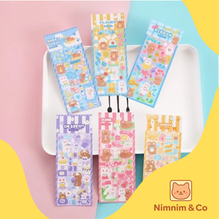 

Sticker Waterproof Kartun Bear Rabbit Hologram Stiker Motif Kartun Beruang Dan Kelinci Korea Lucu Anti Air Dekorasi Handbook Scrapbook