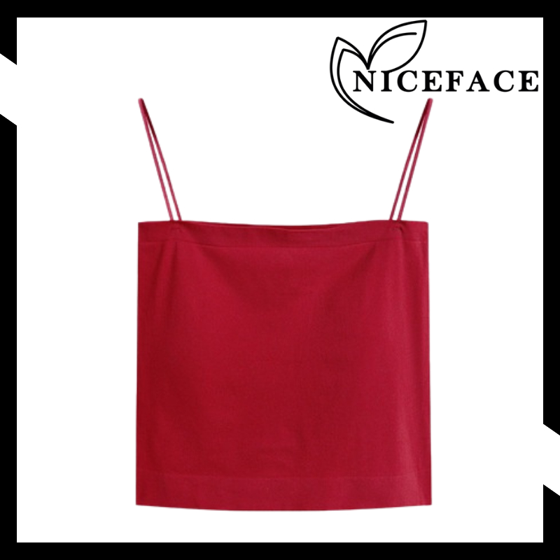 NICEFACE - Tanktop Bra With Cup Tank top Basic Wanita Square spaghetti Crop top