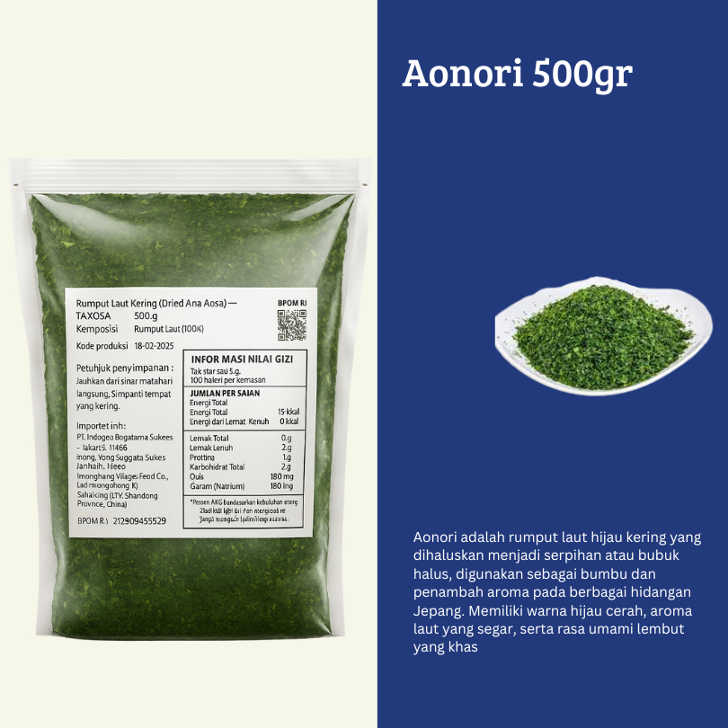 

Aonori 500gr / Rumput Laut Bubuk Kasar / Seaweed Flakes Ao Nori 500 gram