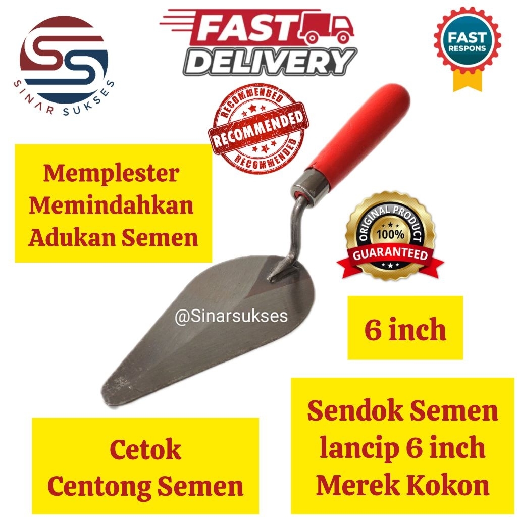 Sendok Semen Lancip Merek Kokon 6 inch/ Cetok Semen/ Centong Semen/ Sendok Semen Kecil/ Sendok Semen