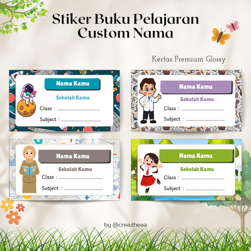 

Custom Nama Label Sticker Buku Pelajaran Sekolah | Murah dan Lucu | Custom Nama dan Sekolah | Gambar Anak Laki Perempuan Boy Girl Custom