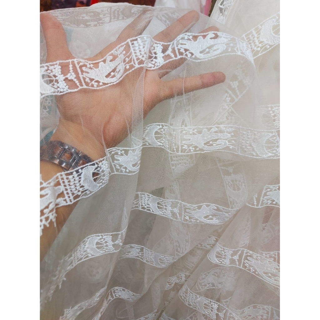 kain organza motif  - kain organza premium  - kain organza motif salur  - kain organza butik (BW) kt