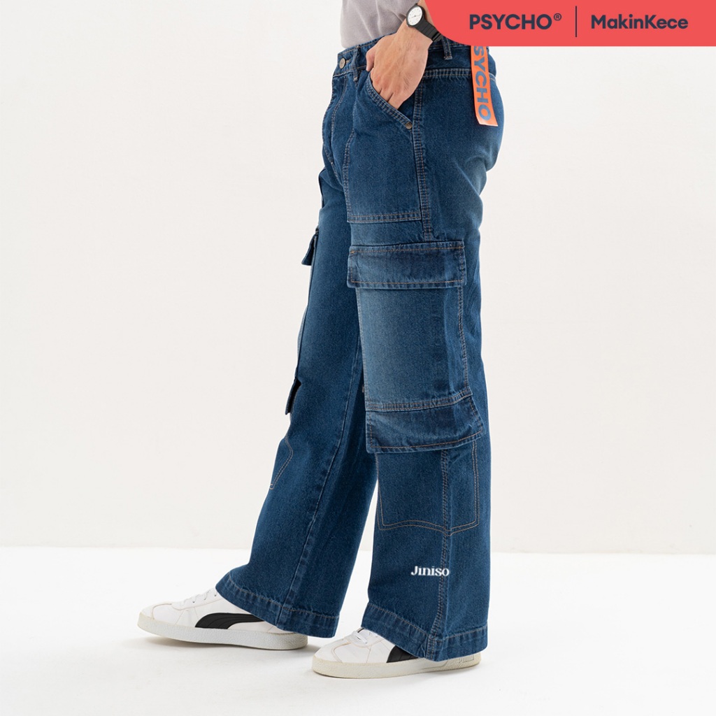 JINISO  Highwaist Cargo Loose Jeans Pria 554