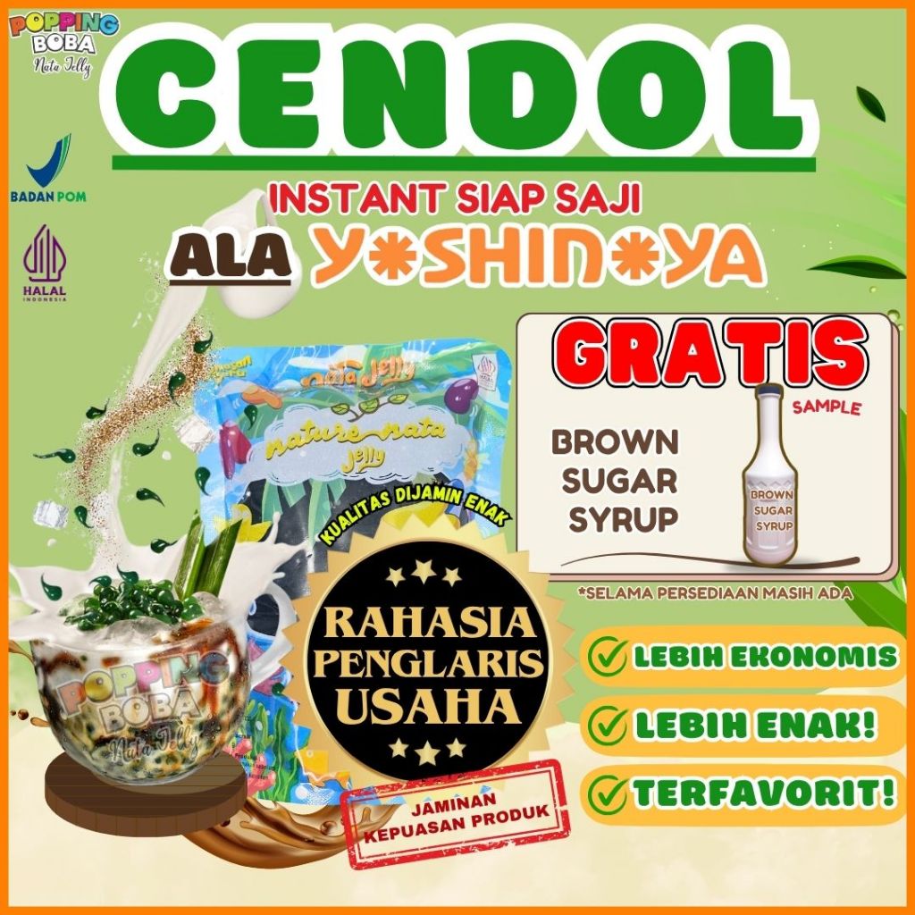 

JellyCendolKecebongAlaYoshinoyaKombinasi TANARA Bubuk Minuman Powder Drink - Jelly Cendol Kecebong 500 Gram | Cocok Untuk Semua Jenis Minuman