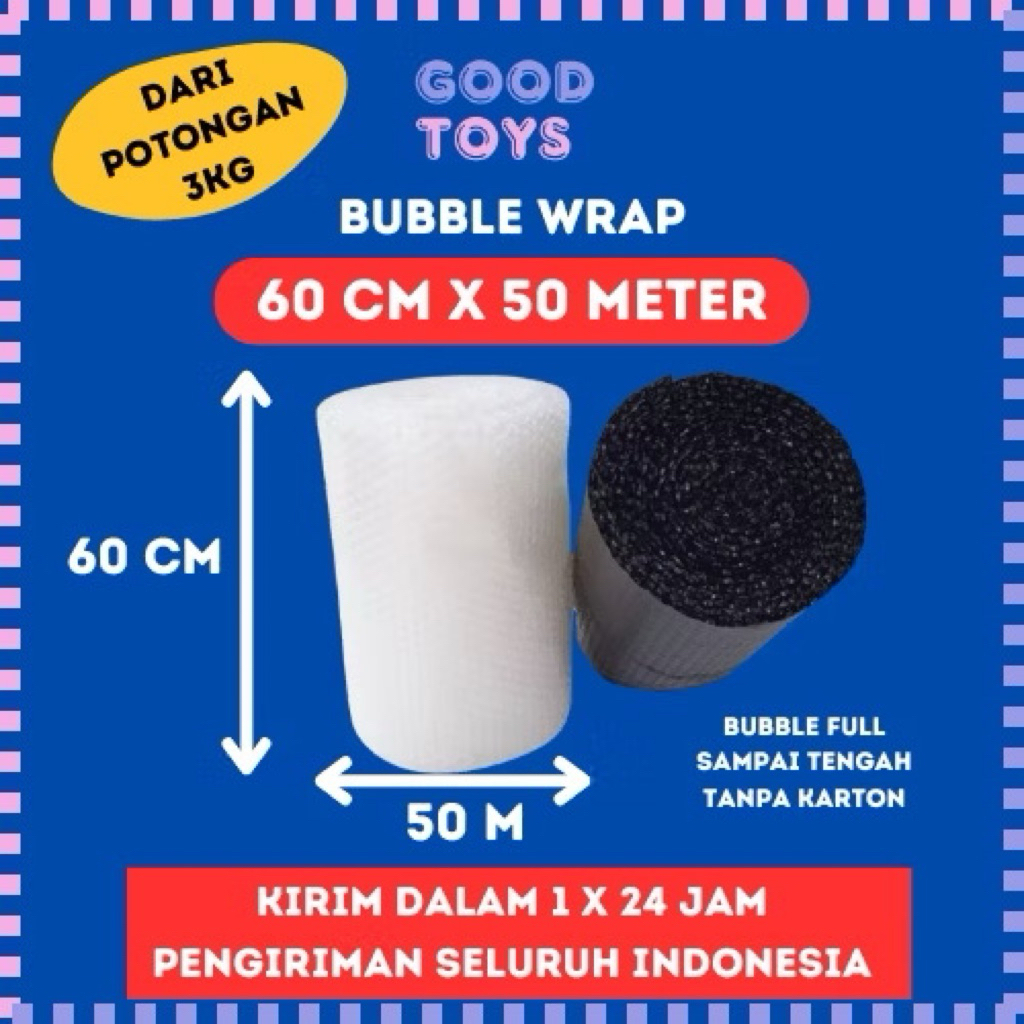 

Bubble Wrap Potong 60 Cm X 50 Meter Hitam Bening Tebal II Heavenly store