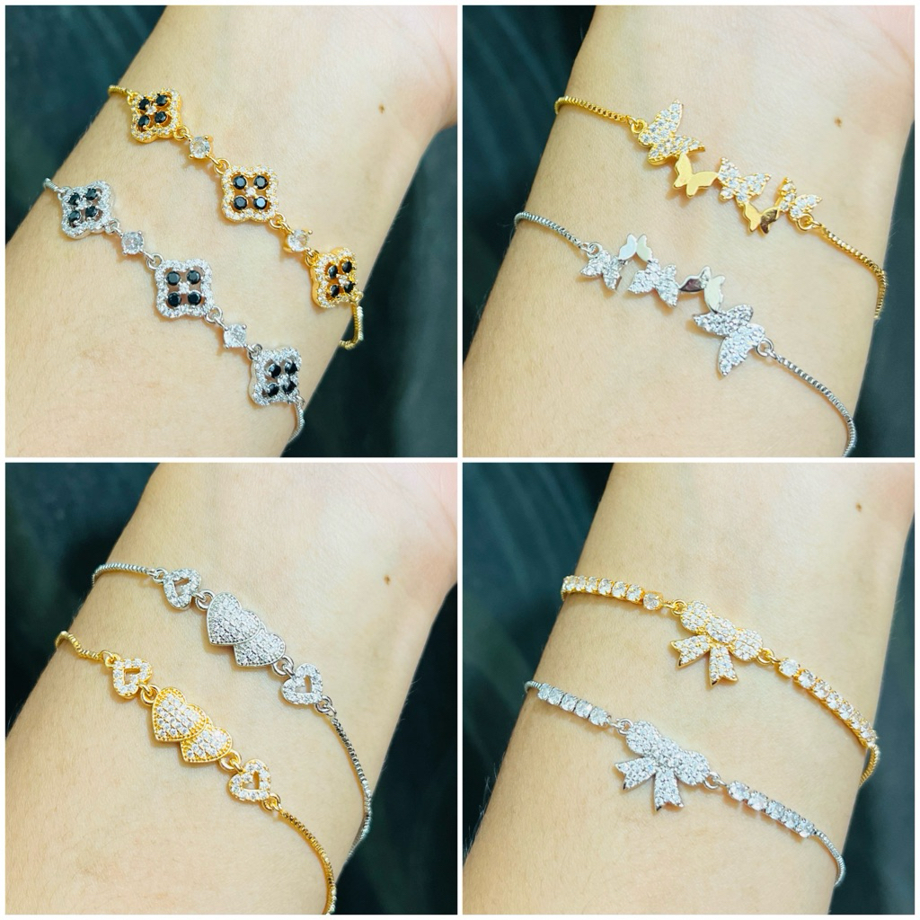 Gelang serut wanita lapis emas&perak dengan mata zircon