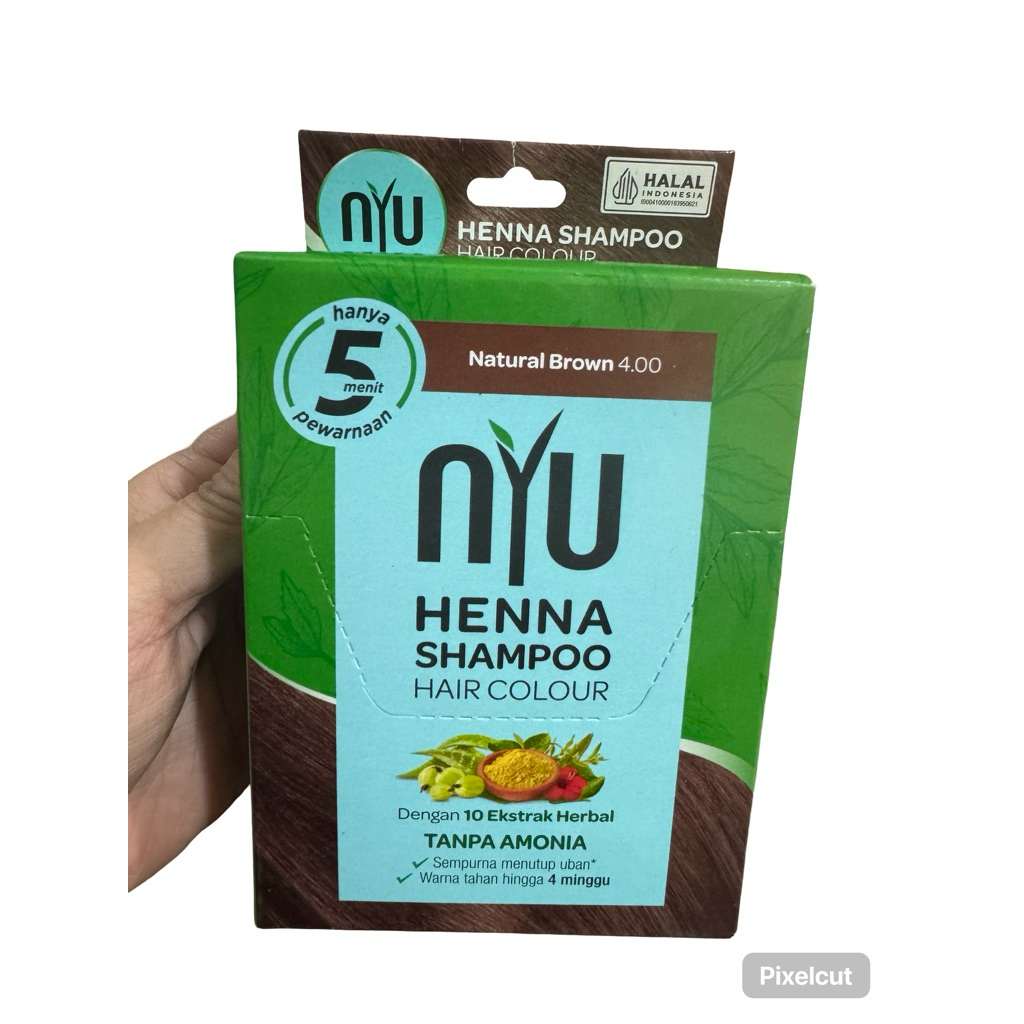 NYU HENNA SHAMPOO HAIR COLOUR NATURAL BROWN | NATURAL BLACK | PEWARNA RAMBUT INSTAN SHAMPOO | BOX IS