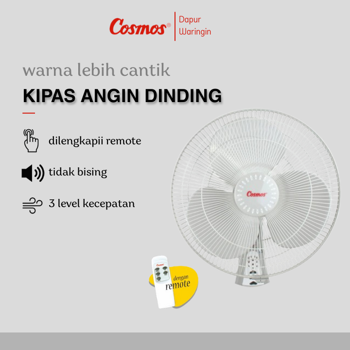 KIPAS ANGIN COSMOS 16-WFCR ORIGINAL WALL FAN REMOTE CONTROL