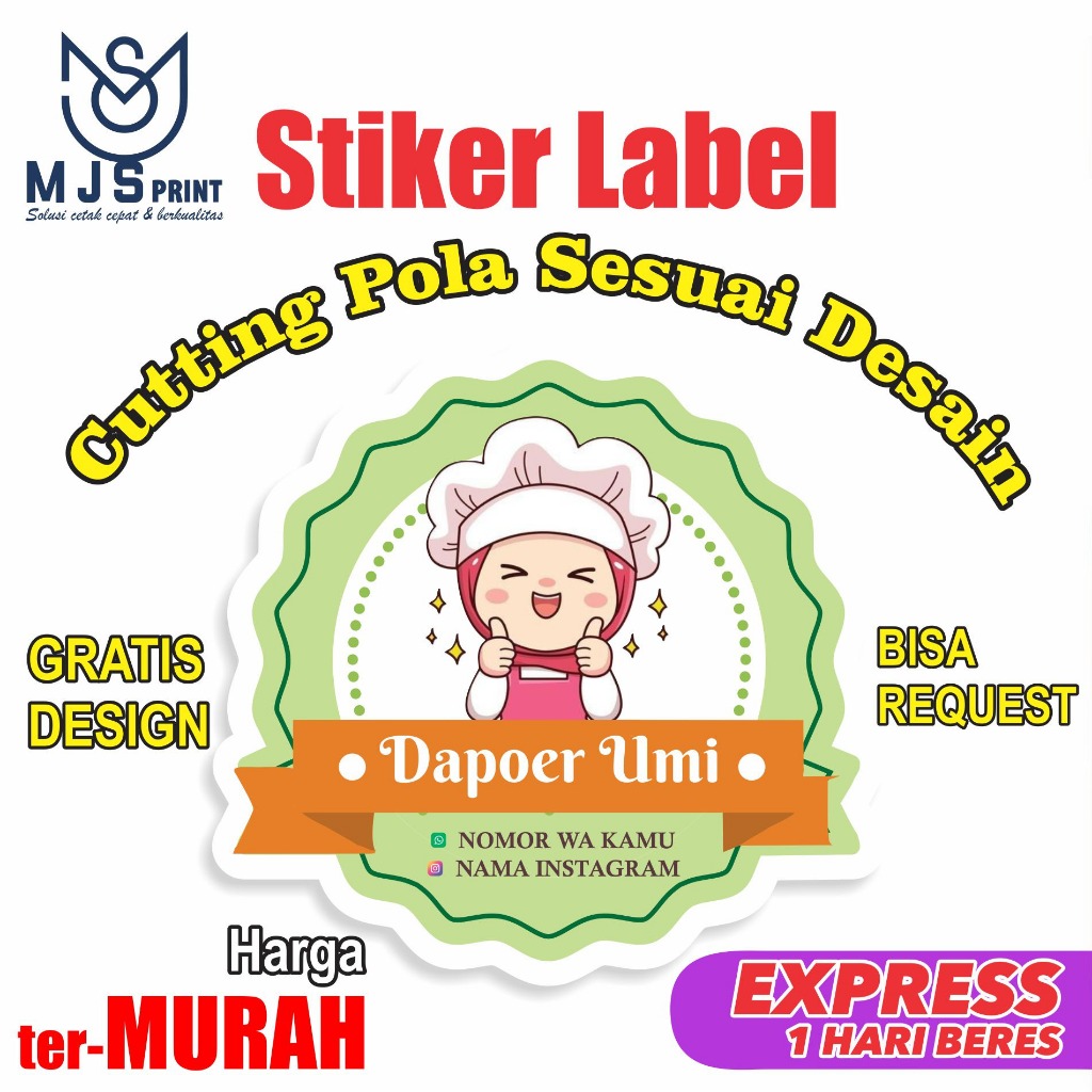 

126 pcs Stiker Label Kemasan Cutting Pola Gratis Desain / Sticker Custom