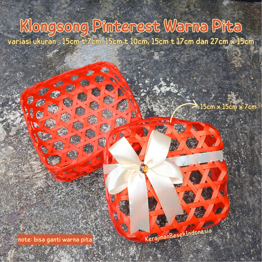 

KLONGSONG PINTEREST 15cm WARNA BONUS PITA besek anyam bambu hampers bingkisan parsel box kotak unik