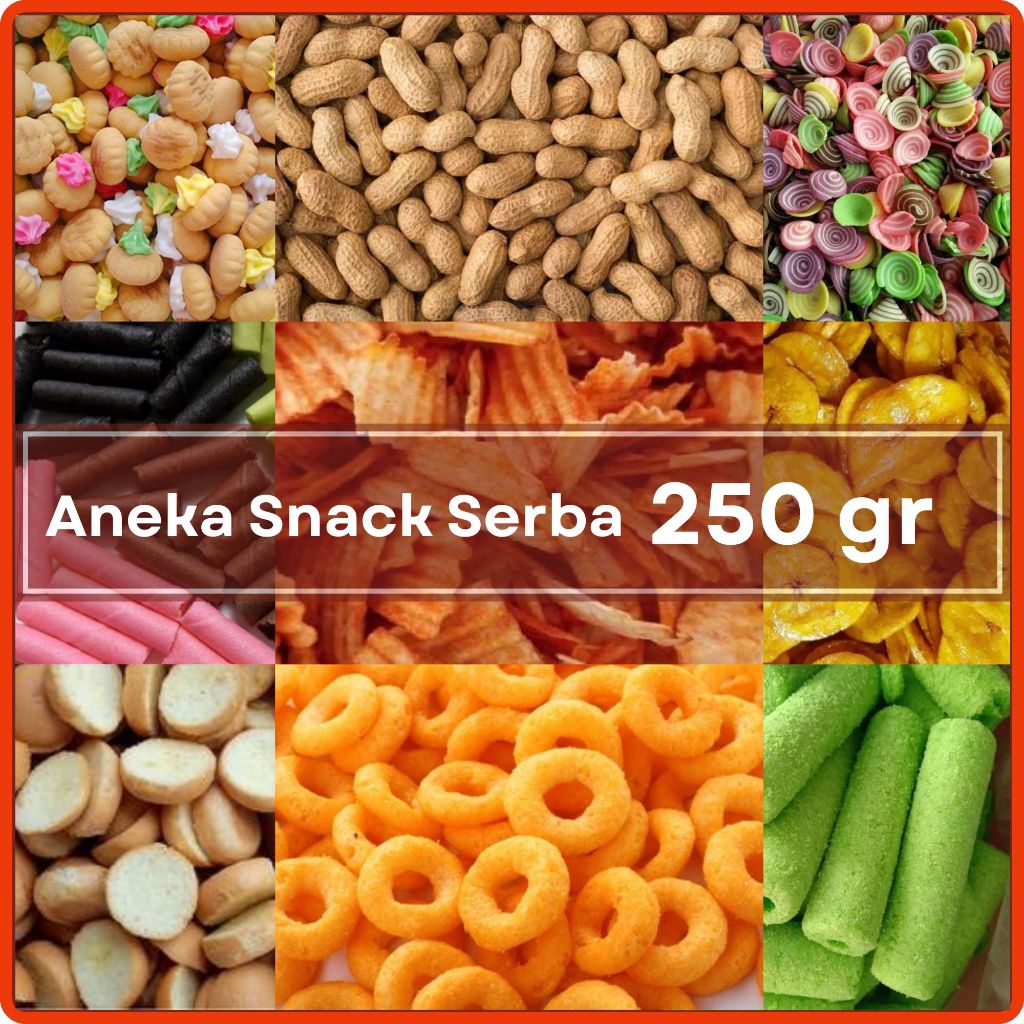 

QUINNBE Aneka Snack Serba 250 gr Kiloan / Makanan Ringan / Cemilan Murah Pedas Asin Gurih