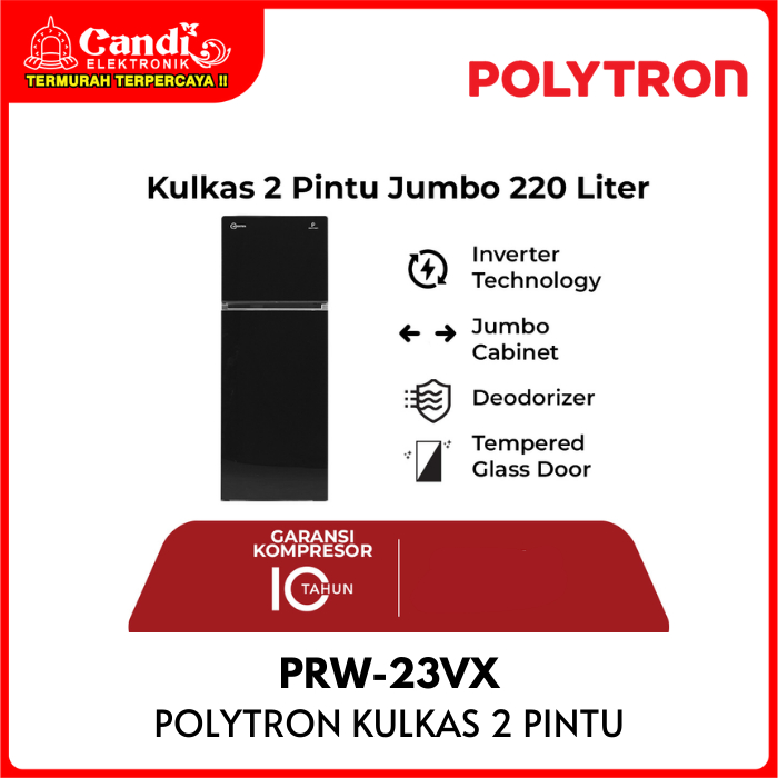 POLYTRON KULKAS 2 PINTU PRW-23VX 220 LITER PRW 23VX