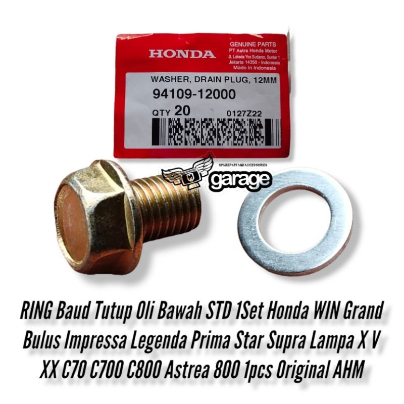 Baud Tutup Oli Bawah Set Ring Ori STD 1Set Honda WIN Grand Bulus Impressa Legenda Prima Star Supra L