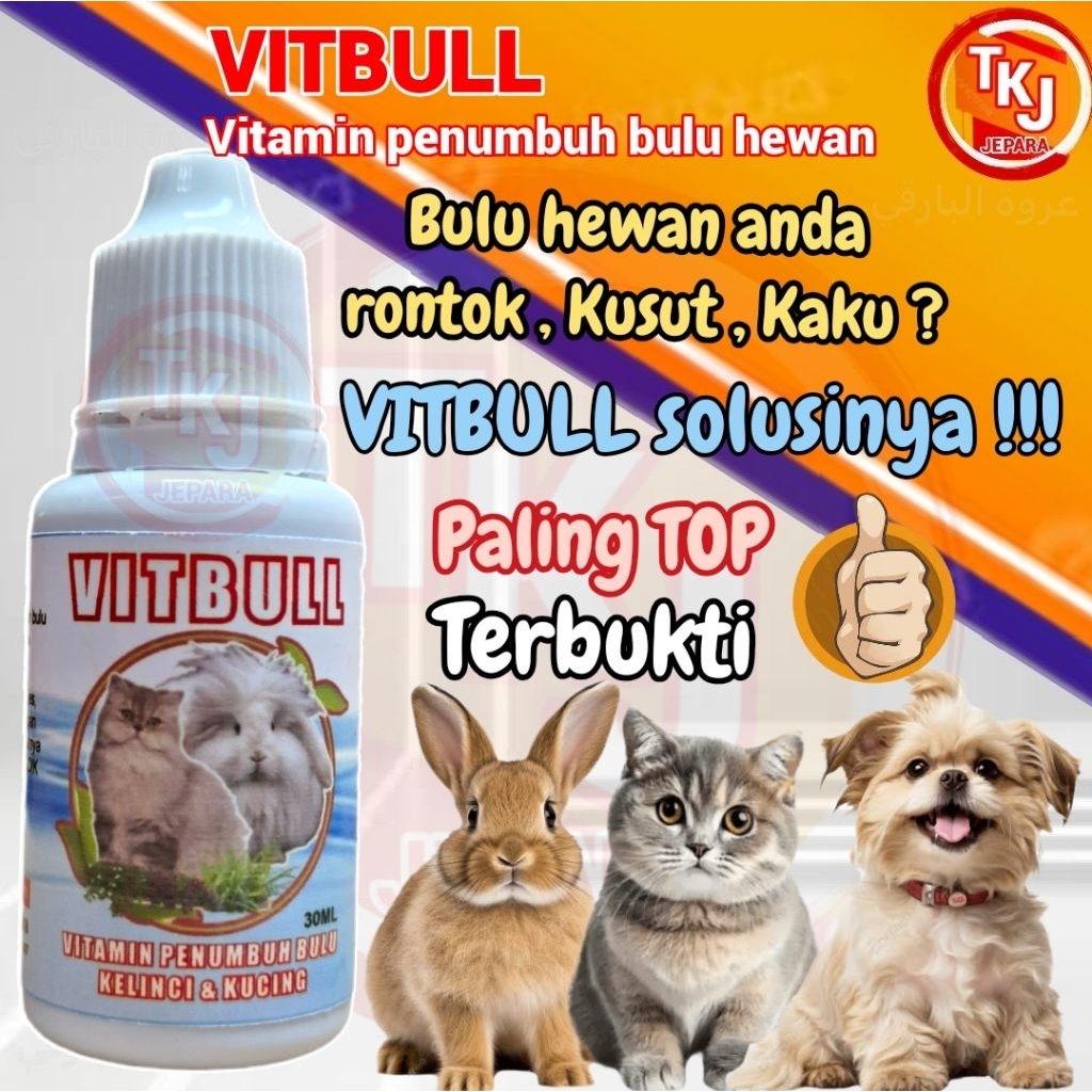 Vitamin bulu kelinci vit bull vitamin bulu kucing anjing hamster marmut vitamin penumbuh bulu hewan 