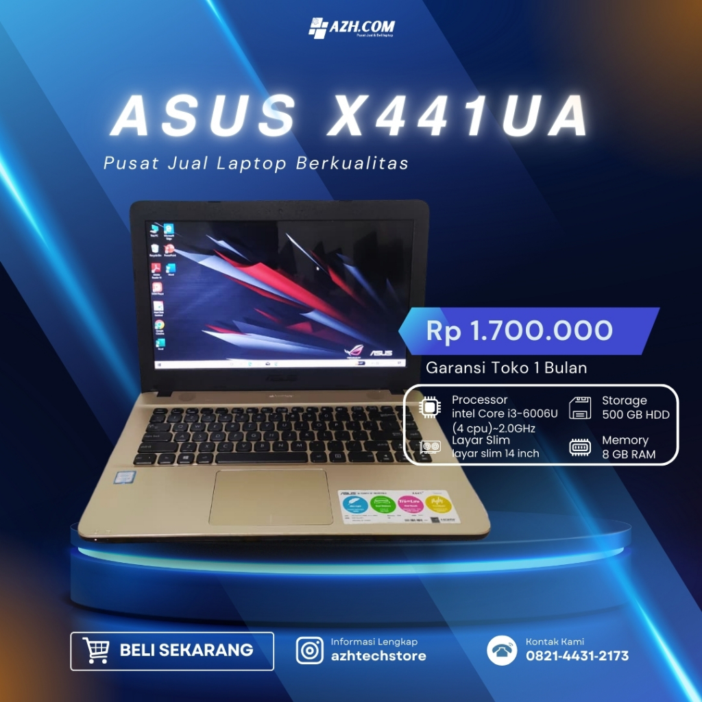 ASUS X441UA – Core i3, Slim & Tangguh untuk Harian