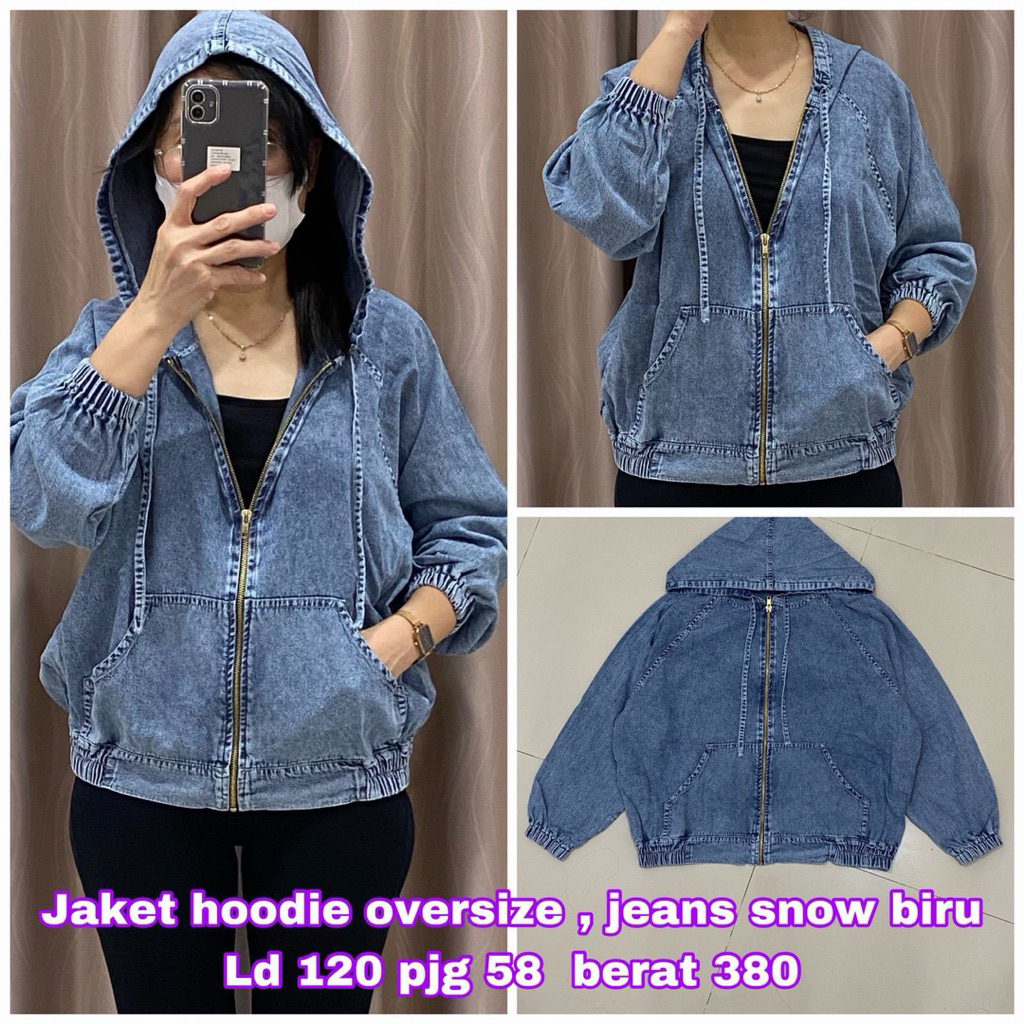 JACKET HOODIE DENIM BORDIR
