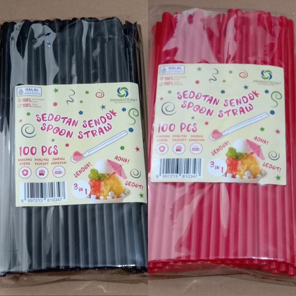 Sedotan sendok 6mm spoon straw tidak steril isi 100pcs