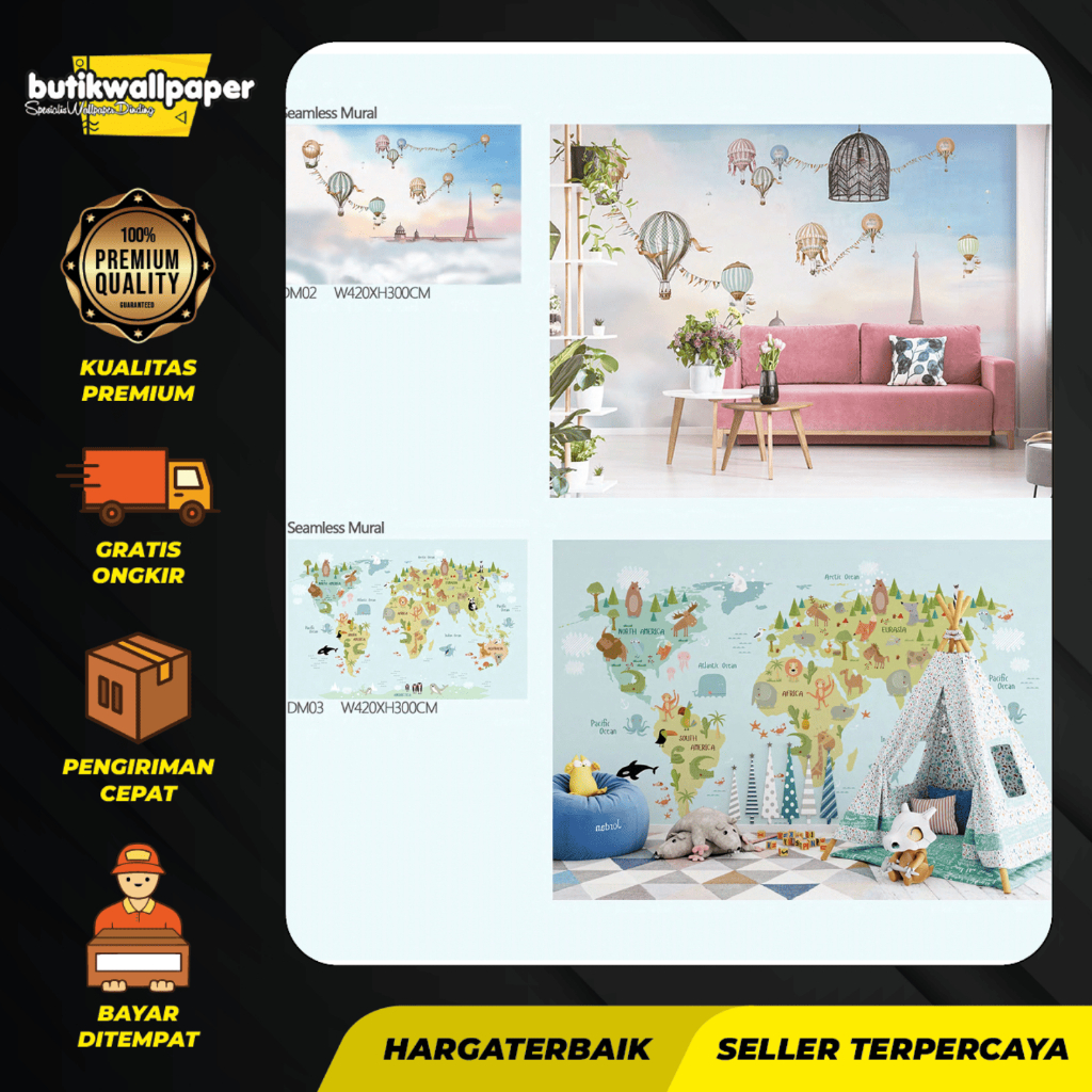 Butikwallpaper Wallpaper Dinding Motif Anak DREAMLAND - Wallpaper Anak Lucu Bikin Kamar Menyenangkan