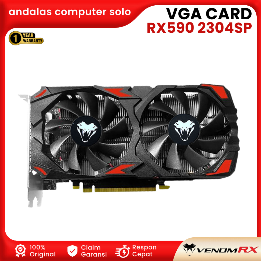 VGA CARD VenomRX RX590 2304SP 8GB GDDR5 AMD Radeon VGA CARD RX-590 VENOMRX