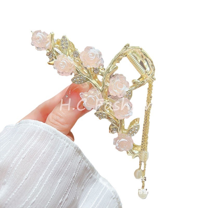 Elegan, angin beraroma rambut baru wanita manis bunga mawar mengambil penjepit penjepit ikan hiu jir
