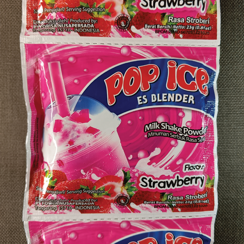 

Pop Ice Strawberry 23g Rasa Serbuk Beragam