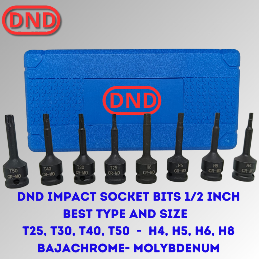 DND Kunci Socket Impact SET TORX HEX Mata Sok L TORX HEX SOK Impact Cr-MO 1/2 inch