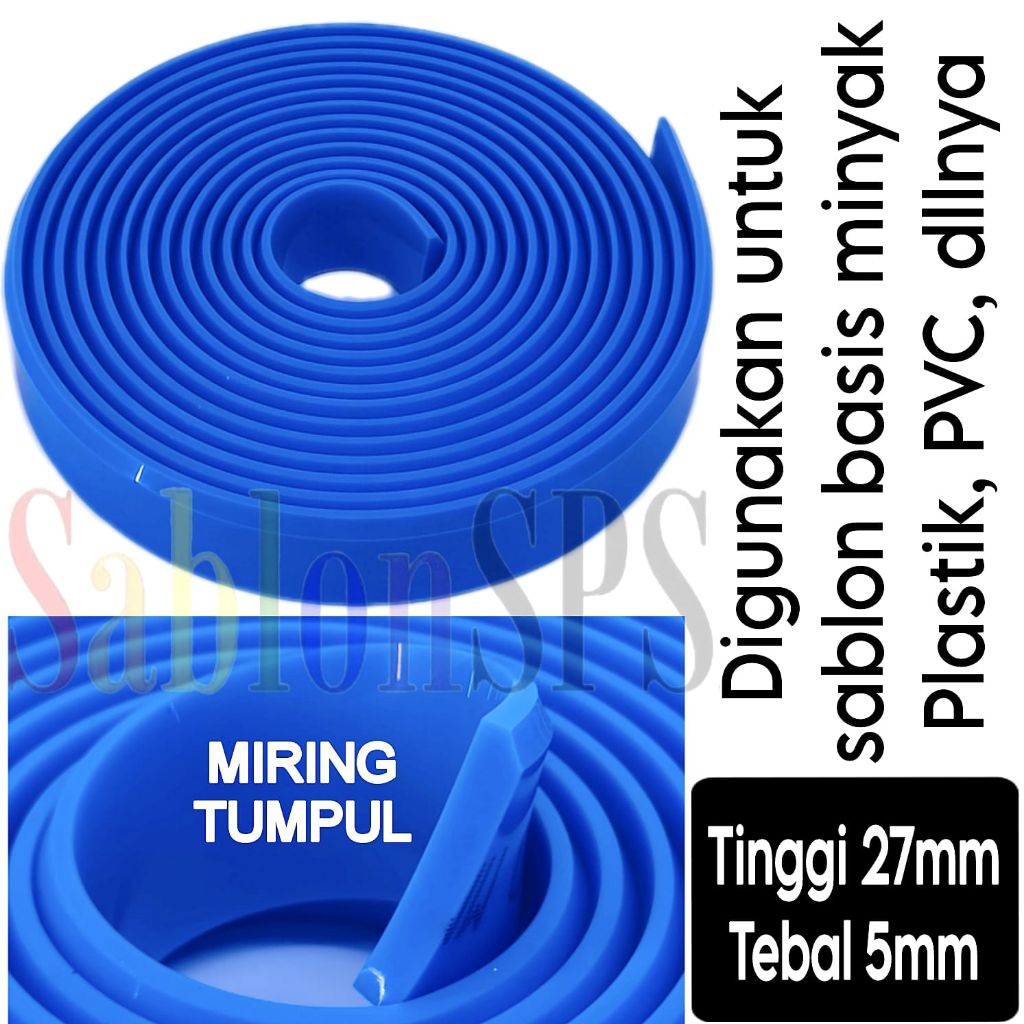 

KARET RAKEL SABLON BIRU MIRING TUMPUL 5MMX27MM PER CM