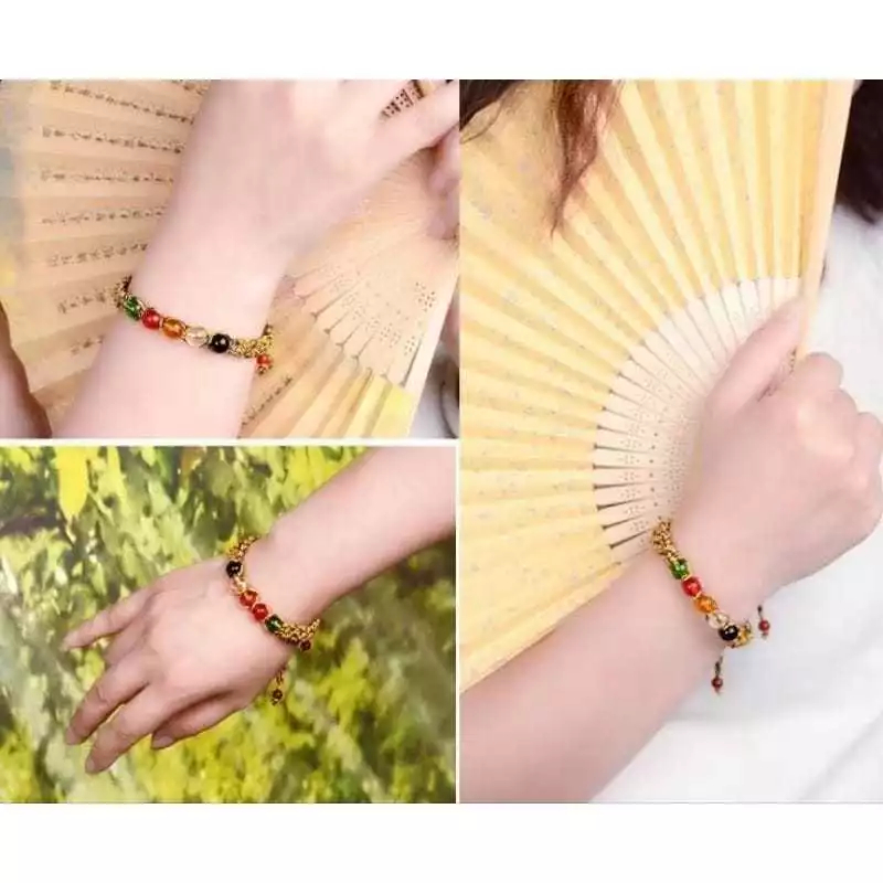 Gelang Manik 5  Warna Polos Khas Bali Original Tali Anyaman Gelang Feng Shui