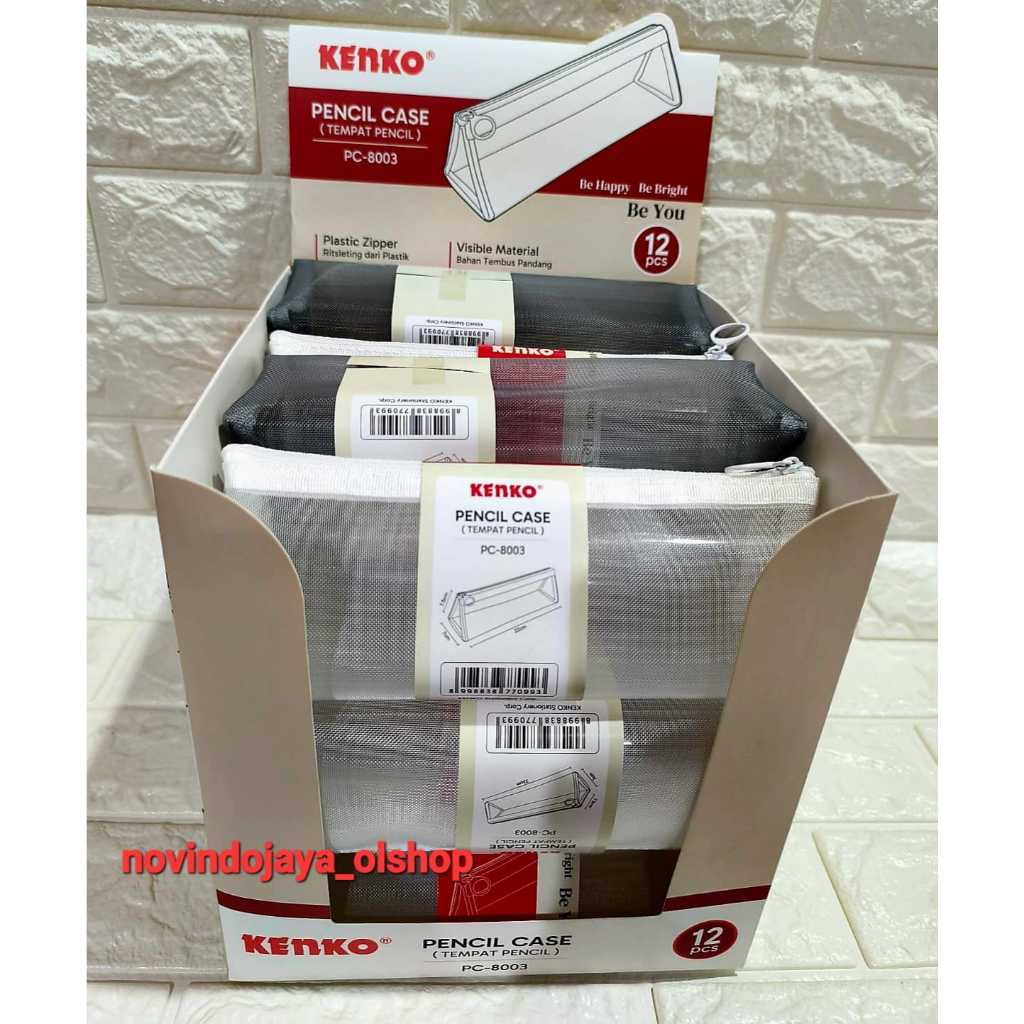 

GROSIR 12PCS KENKO PENSIL CASE TEMPAT PENSIL TRANSPARANT PC-8003 TERLARIS