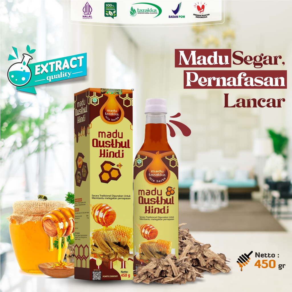 

Madu Qusthul Hindi Herbal [Tazakka] - Madu Herbal Untuk tenggorokan - Pernafasan Lancar Sesak Nafas Asma Infeksi Tenggorokan Radang Paru -