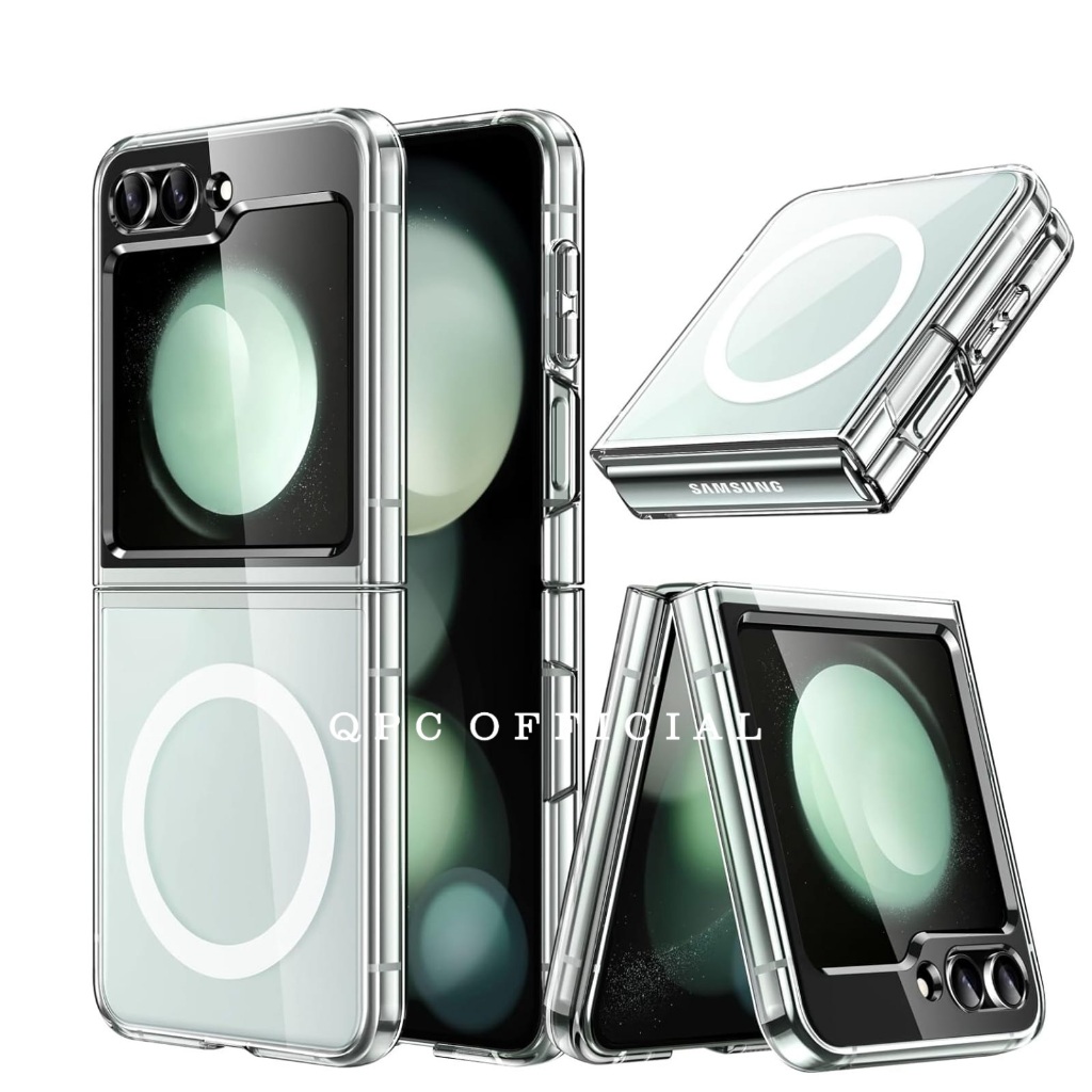 Qpc - Clear For Magsafe Magnetic Wireless Charging Phone Case For Samsung Z Flip 7 Z Flip 6 Z Flip 5
