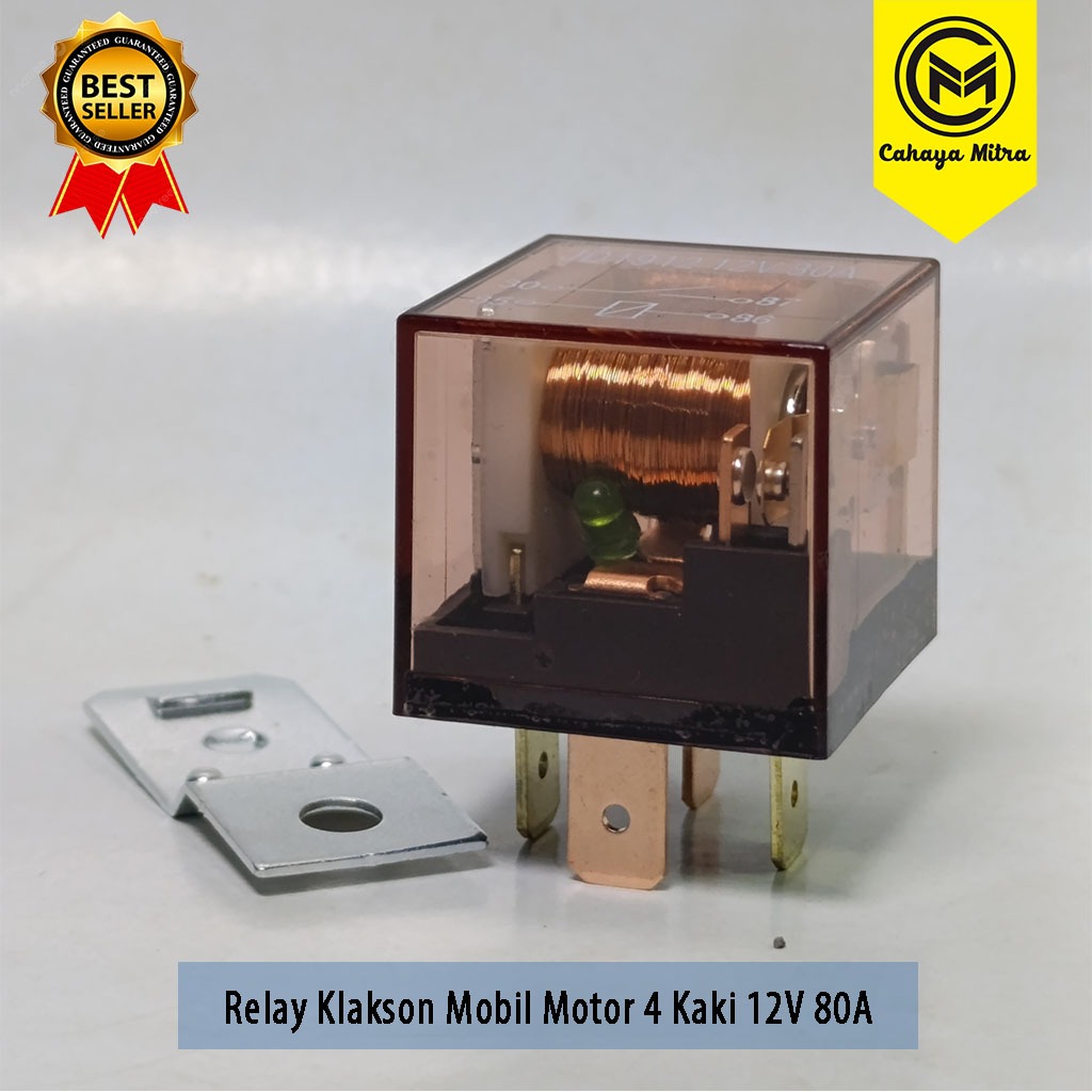 Relay Klakson Mobil Motor 4 Kaki 12V 80A | Transparan  Soket Universal  Kuat & Stabil | Anti Panas